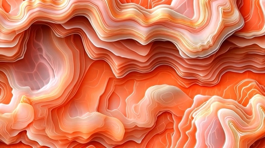 An abstract representation of layered waves in shades of orange