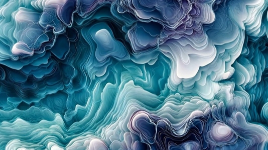 An abstract digital artwork featuring swirling patterns of teal