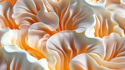 Close up view of soft  flowing Tridacna petals in shades