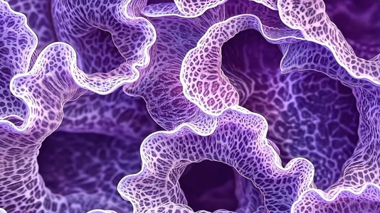 A close up view of intricate abstract purple and white organic