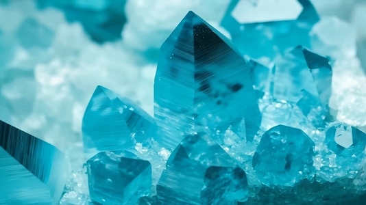 Beautiful turquoise crystals with sharp edges and intricate