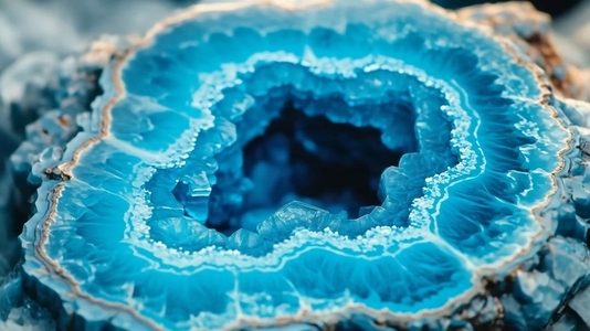 Stunning blue agate geode  showcasing intricate patterns