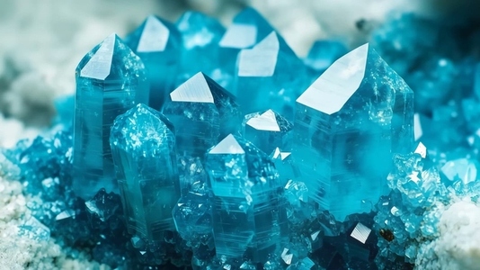 Vibrant blue crystals with sharp points surrounded
