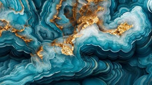 An abstract design featuring swirling turquoise white pattern