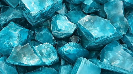 A close up view of large translucent turquoise crystals