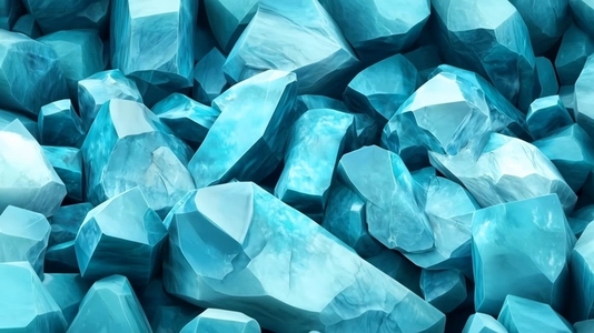 Pile of turquoise colored crystals showcasing their sharp edges