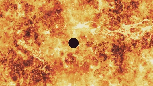 Planet Silhouette Orbiting the Sun