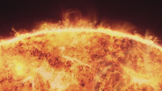 Sun Flyover Through Solar Flares