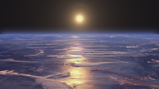 Earth Horizon with Auroras and Sunrise from Space