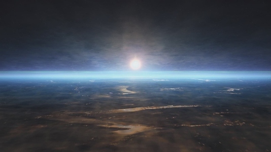 Glowing Blue Atmosphere of Earth from Above