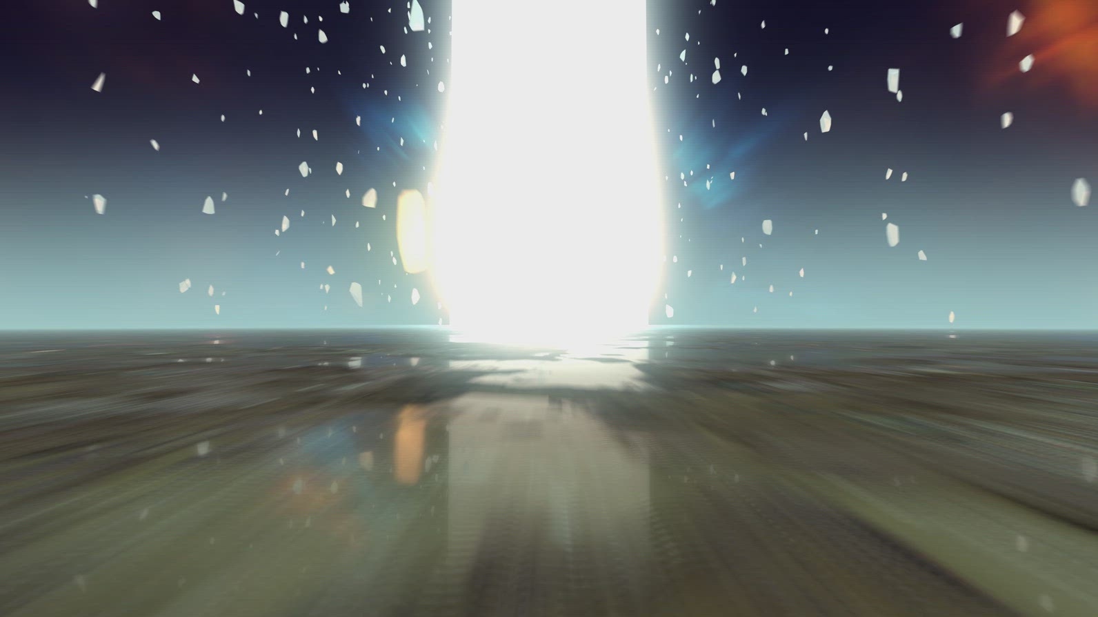 Alien Planet Flyover with Glowing Energy Beam