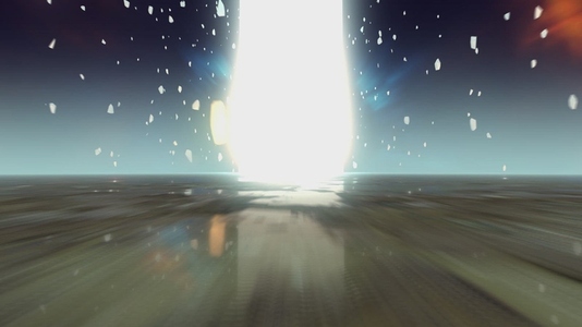 Alien Planet Flyover with Glowing Energy Beam Alien Planet Flyover with Glowing Energy Beam