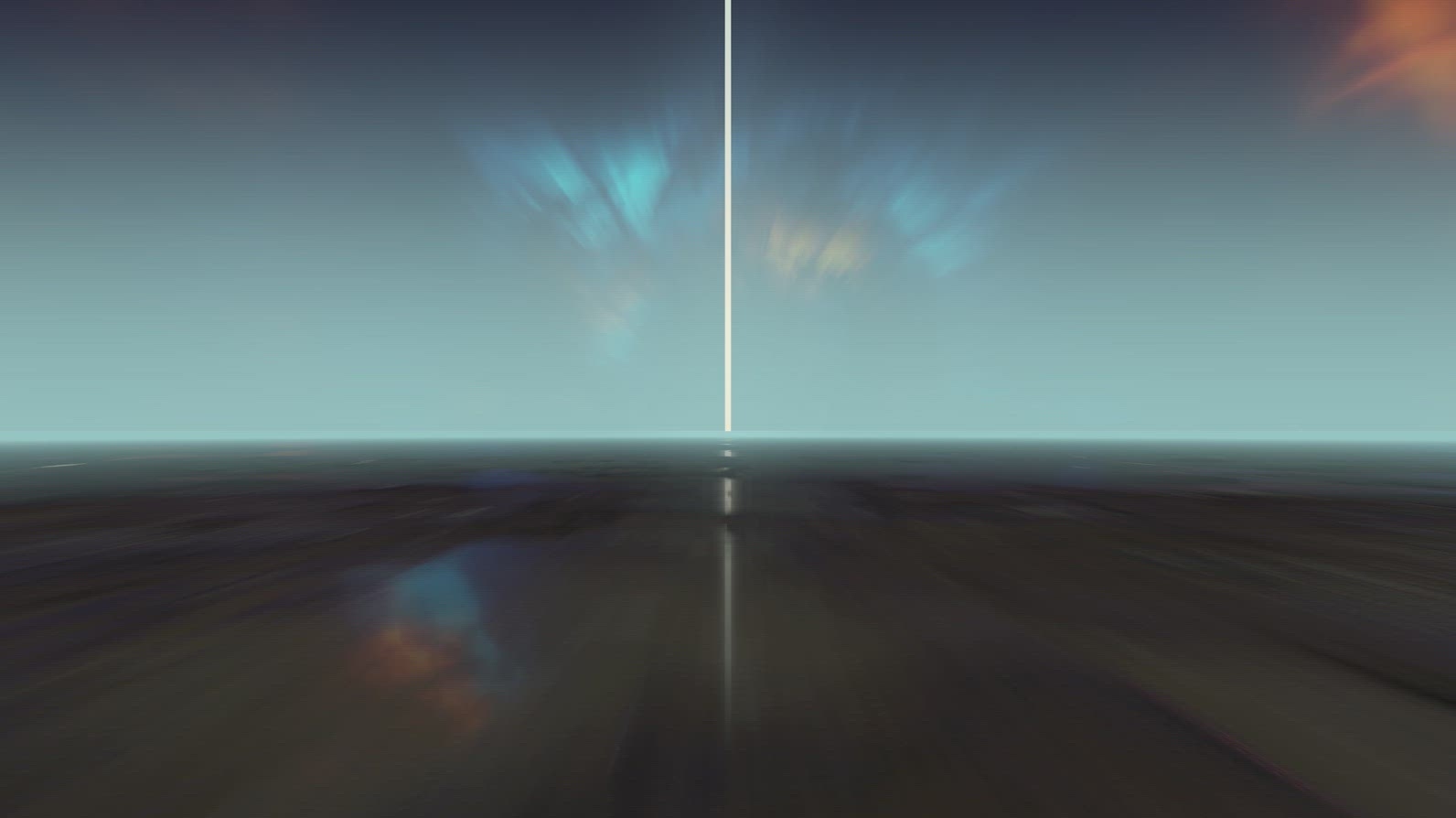 Energy Beam Across Alien Planet Landscape