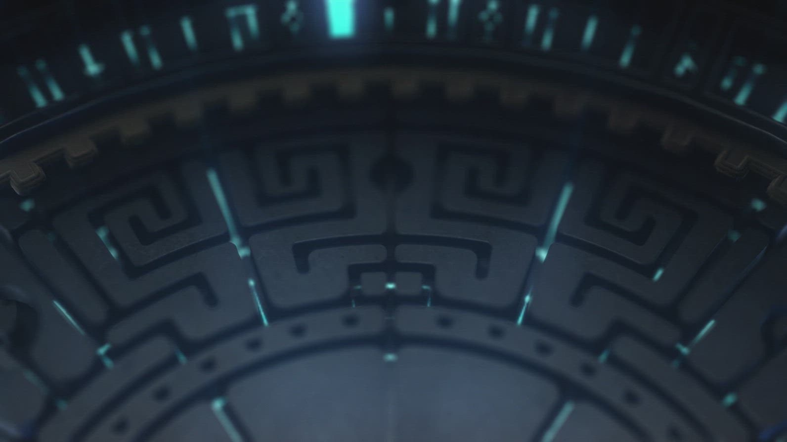 Ancient Calendar Ring Energized by Blue Glowing Energy