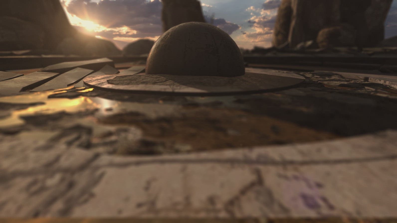 Ancient Ritual Circle Ruins at Sunset