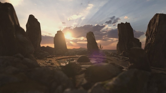 Ancient Stones in Ritual Formation at Sundown
