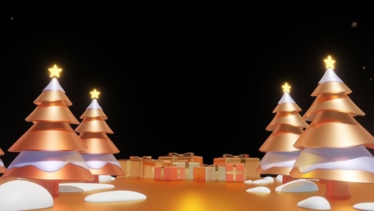 Christmas Tree Snow 3D Background Alpha Channel