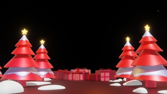 Christmas Tree Snow 3D Background Alpha Channel