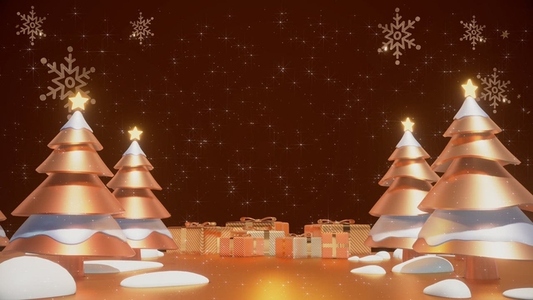 3D Christmas Tree Snow Background