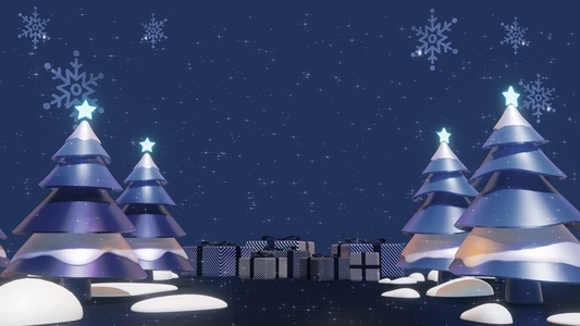3D Christmas Tree Snow Background