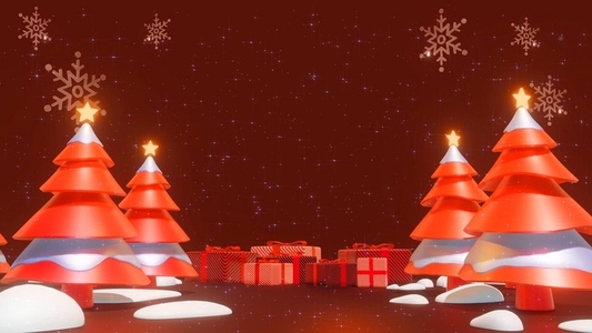 3D Christmas Tree Snow Background