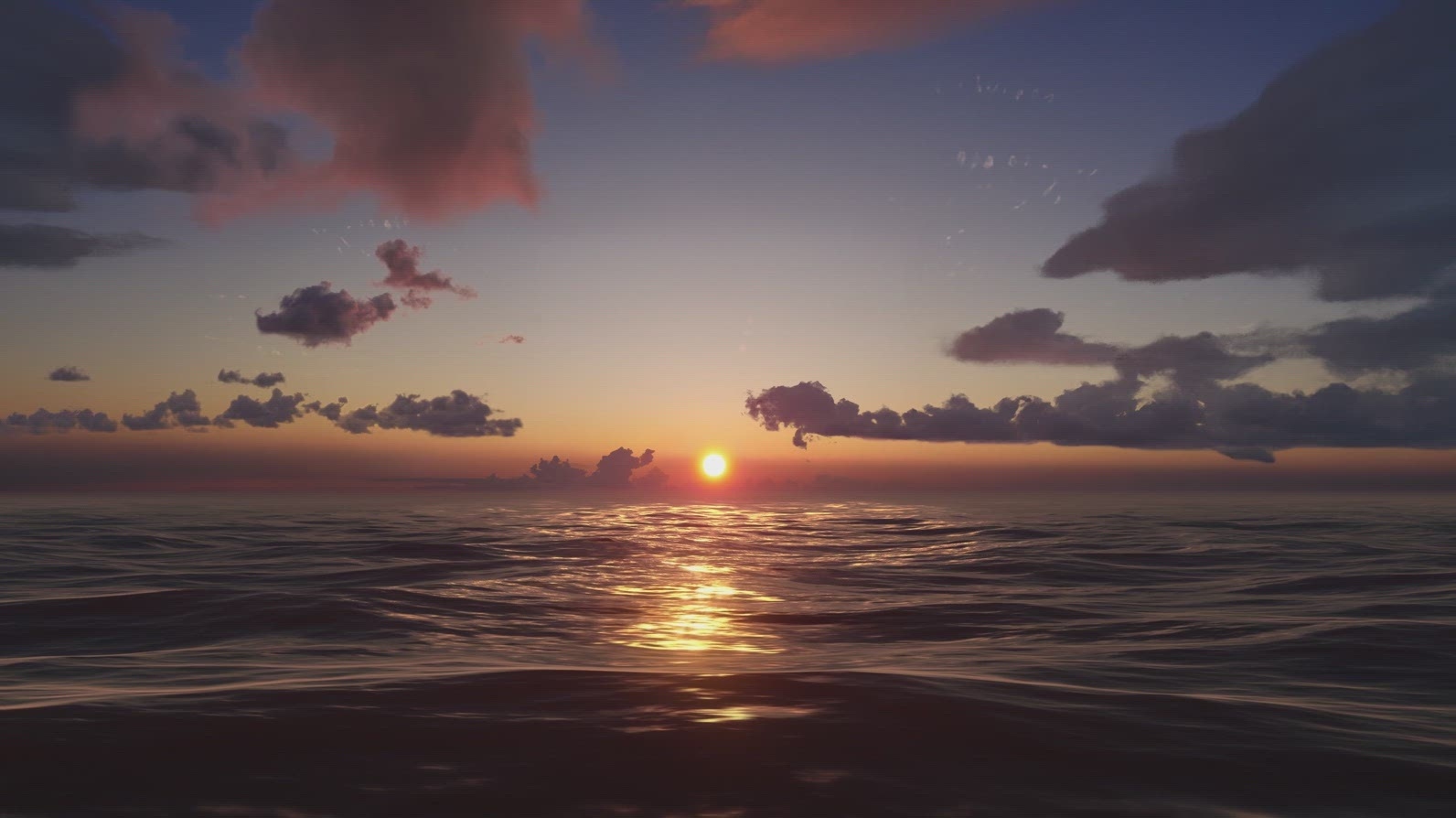 Stunning Ocean Horizon at Sunset Golden Hour