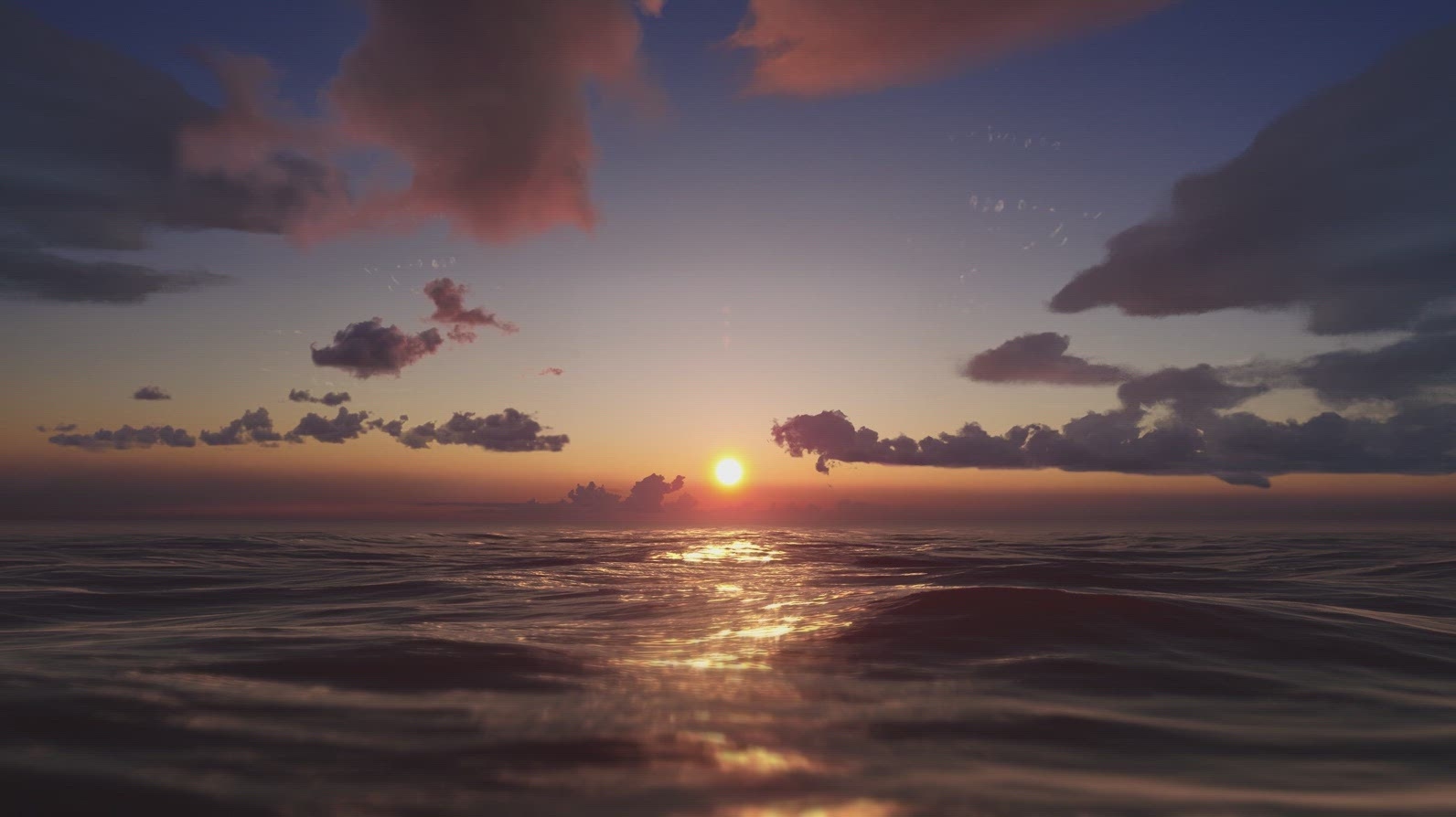 Serene Ocean Sunset with Golden Light Reflections