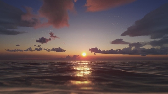 Golden Sun Setting Over Open Ocean Surface