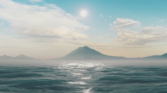 Serene Lake Atitlan Waters with Volcano and Clouds
