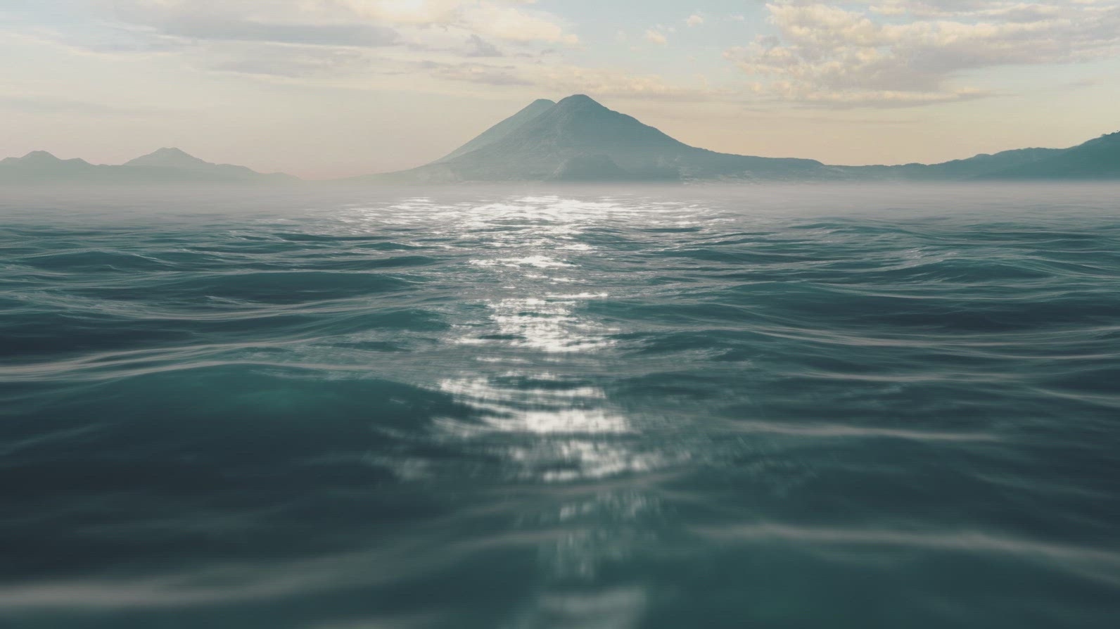 Majestic Volcano Rising Above Lake Atitlán Horizon