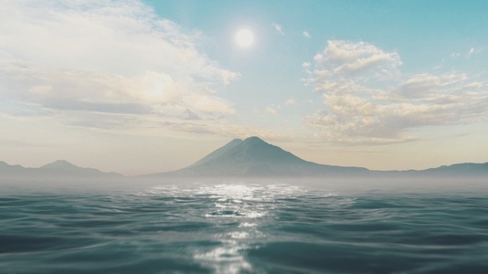 Sunrise Over Lake Atitlan with Majestic Volcano Horizon