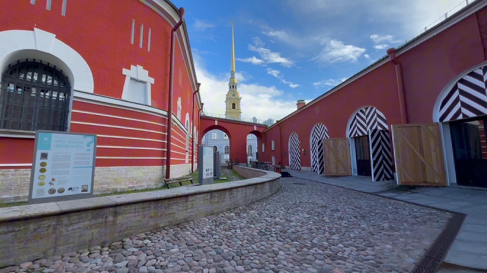 Outdoor Peter and Paul Fortress in a historic red brick