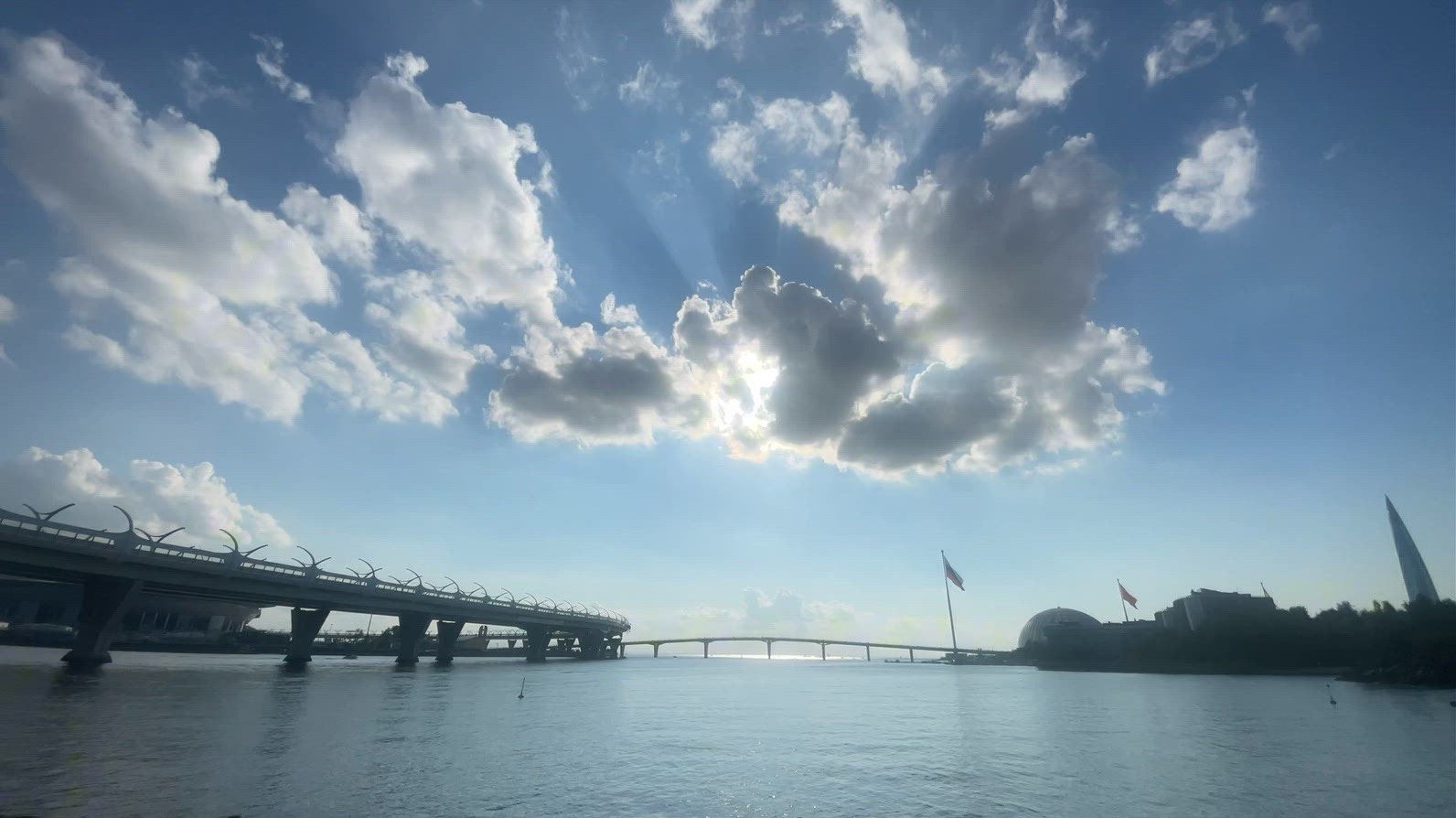 A scenic view timelapse of a Neva river and Gulf of Finland