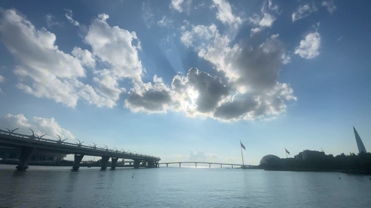 A scenic view timelapse of a Neva river and Gulf of Finland
