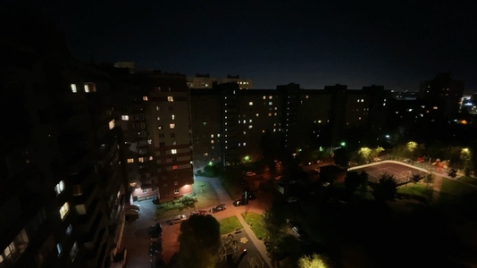 Night view of an urban residential area with buildings